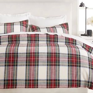 EUC Pottery Barn Stewart Tartan Plaid Duvet Cover, Queen